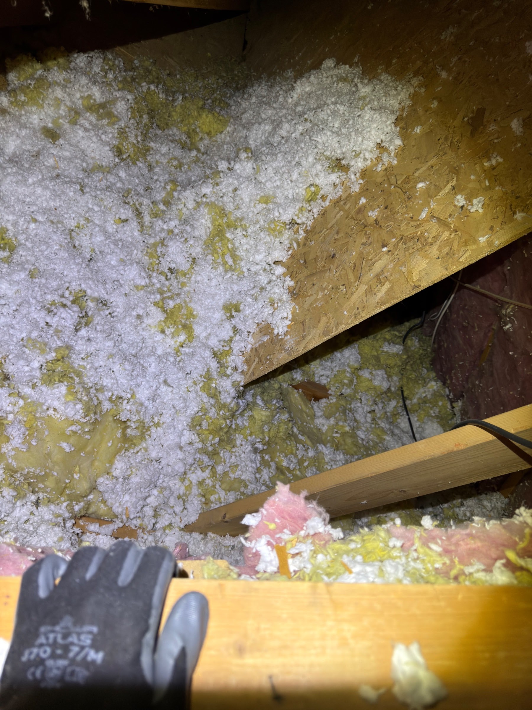 Before attic condition from Sandy before-and-after photo set 2