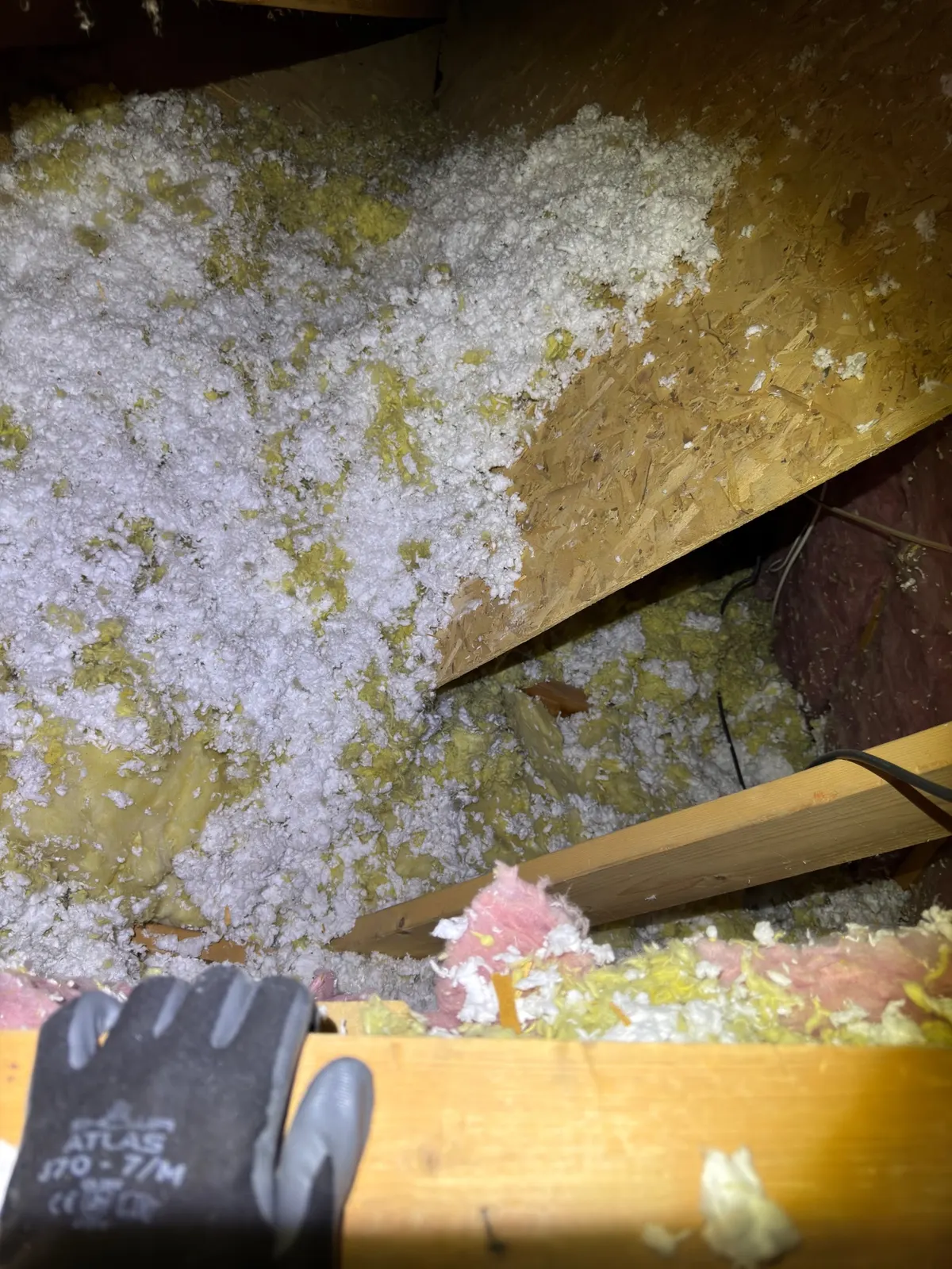 Before attic condition from Sandy before-and-after photo set 2